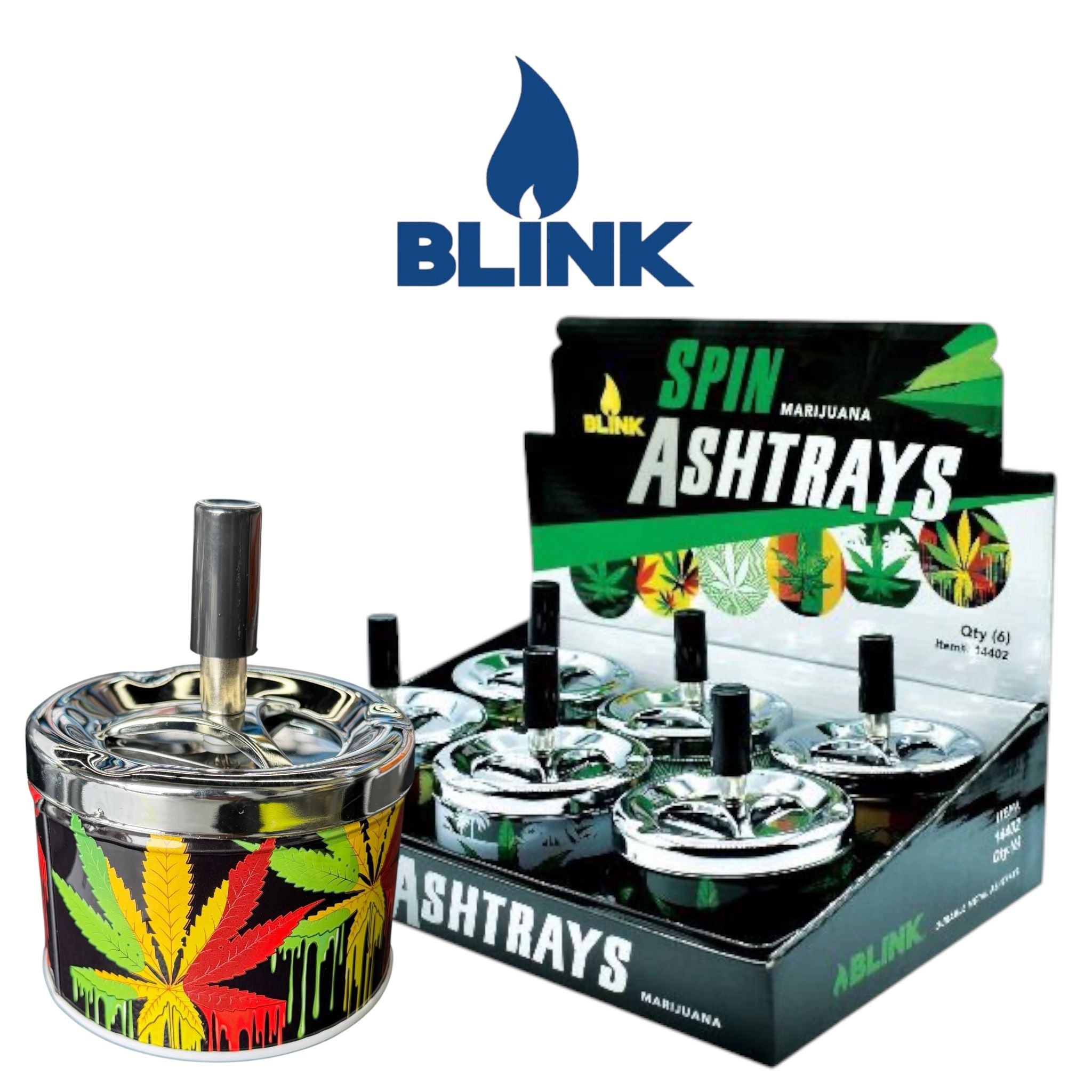 Blink 14402 Spin Away Ashtray Leaf 1- 6ct