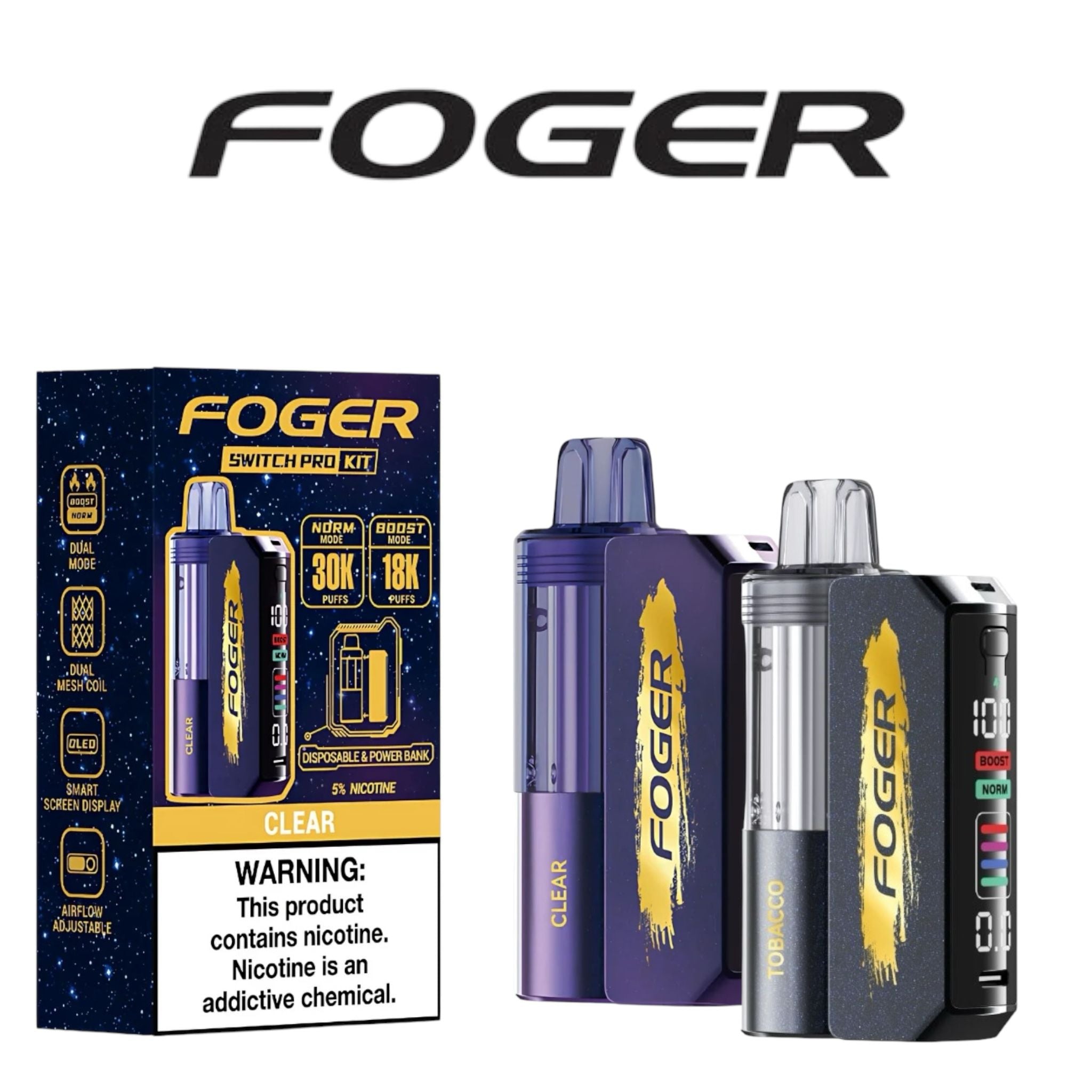 Foger Switch Pro Pods Clear Foger Switch Pro Vape Kit 30K Puffs Vape Refill  Near Me Australia