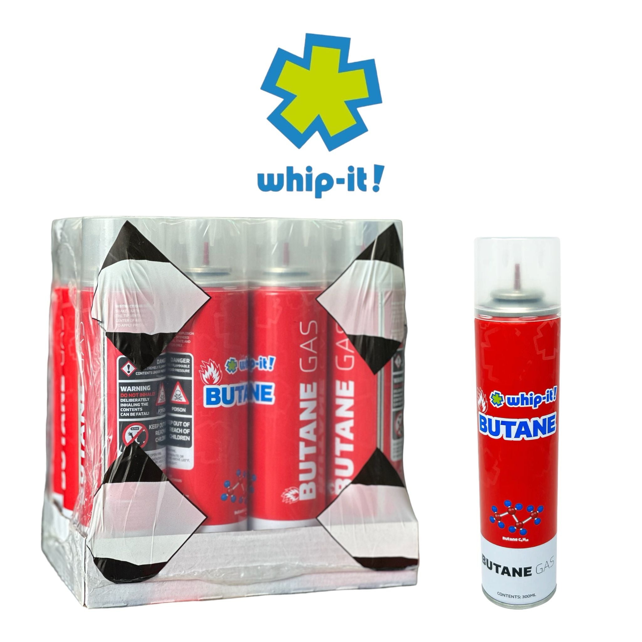 12-Pack Whip-It Butane Gas Refill – 300ml Cans With Universal Tips