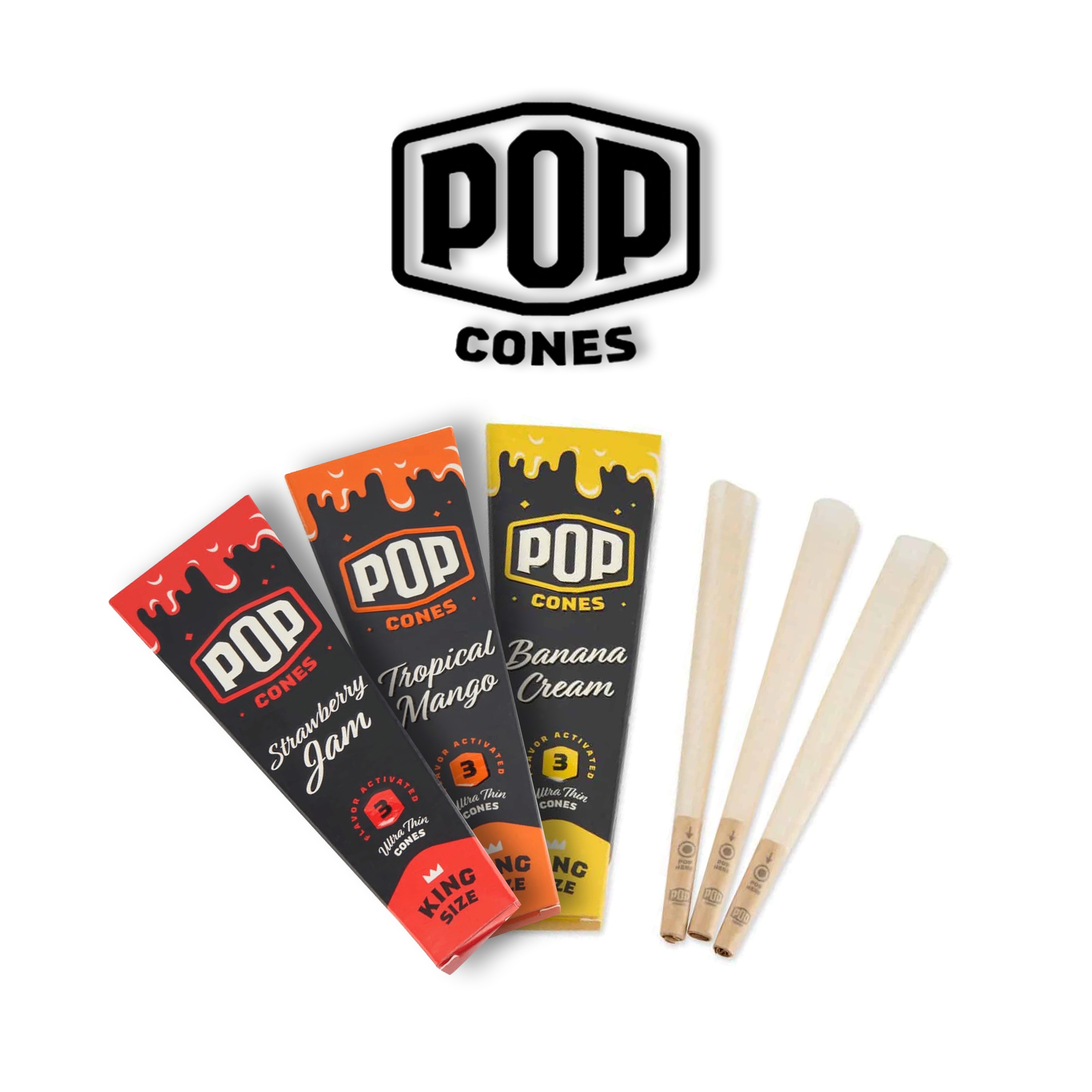 Pop Cones Pre Rolled 3pk Display 24ct SoCAL Distro LLC