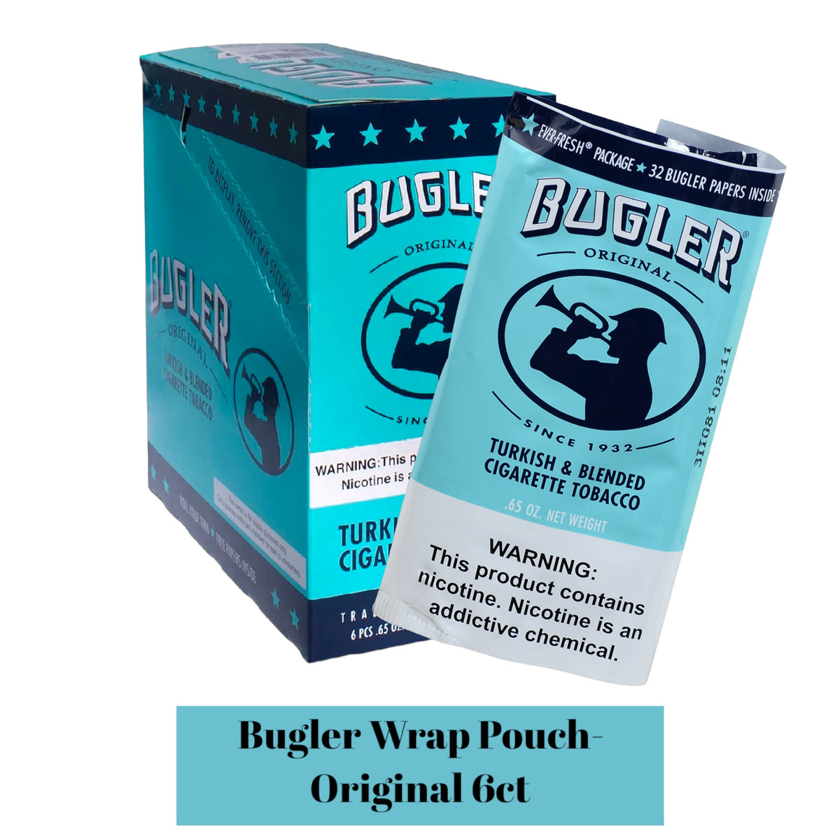 pouch cigarette tobacco Bugler Loose Tobacco Pouch 0.65oz- 6ct pouch cigarette tobacco Bugler Loose Tobacco Pouch 0.65oz- 6ct