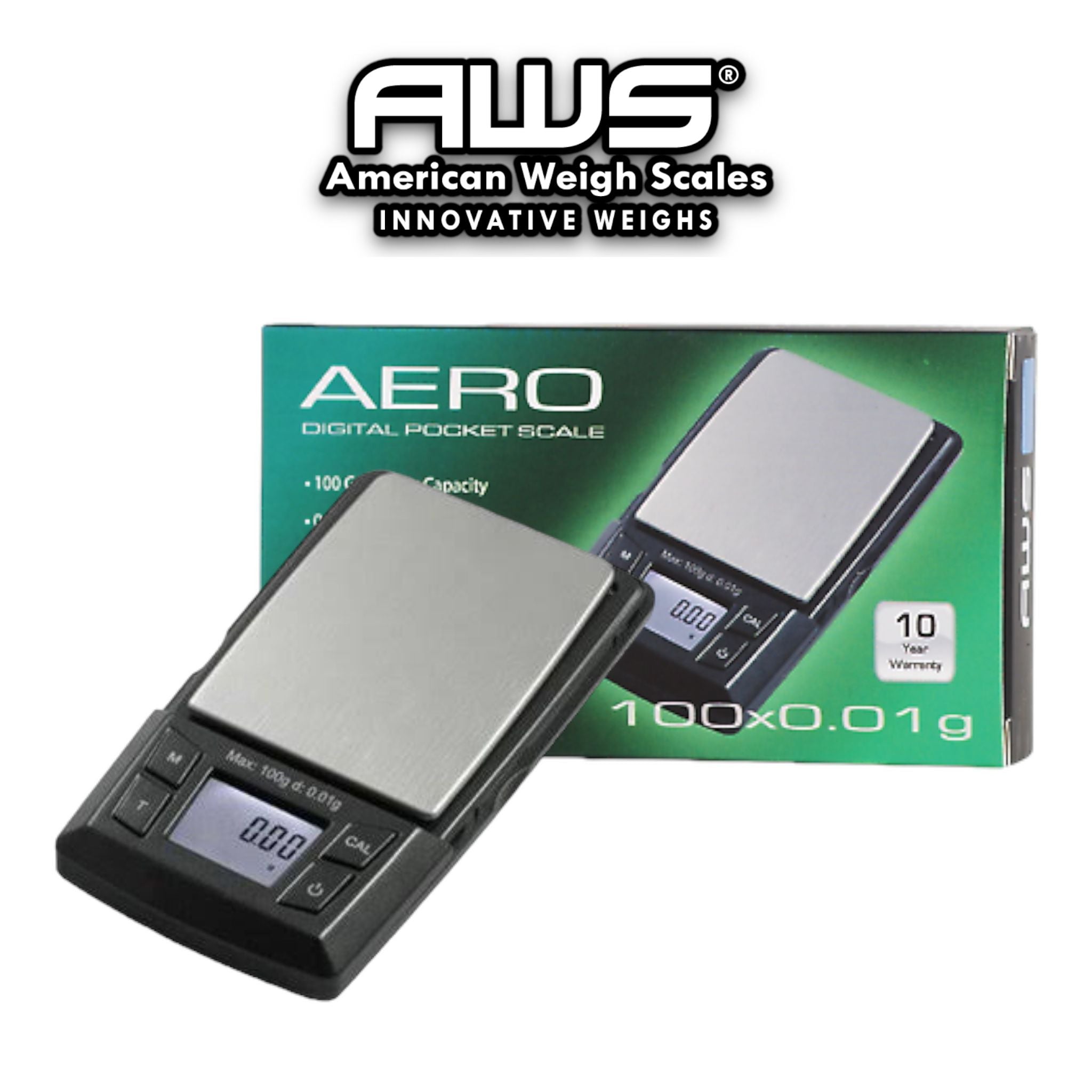 American Weigh Scales CD V2 Series Compact Gram Digital Pocket Scale,  Black, 100g X 0.1g