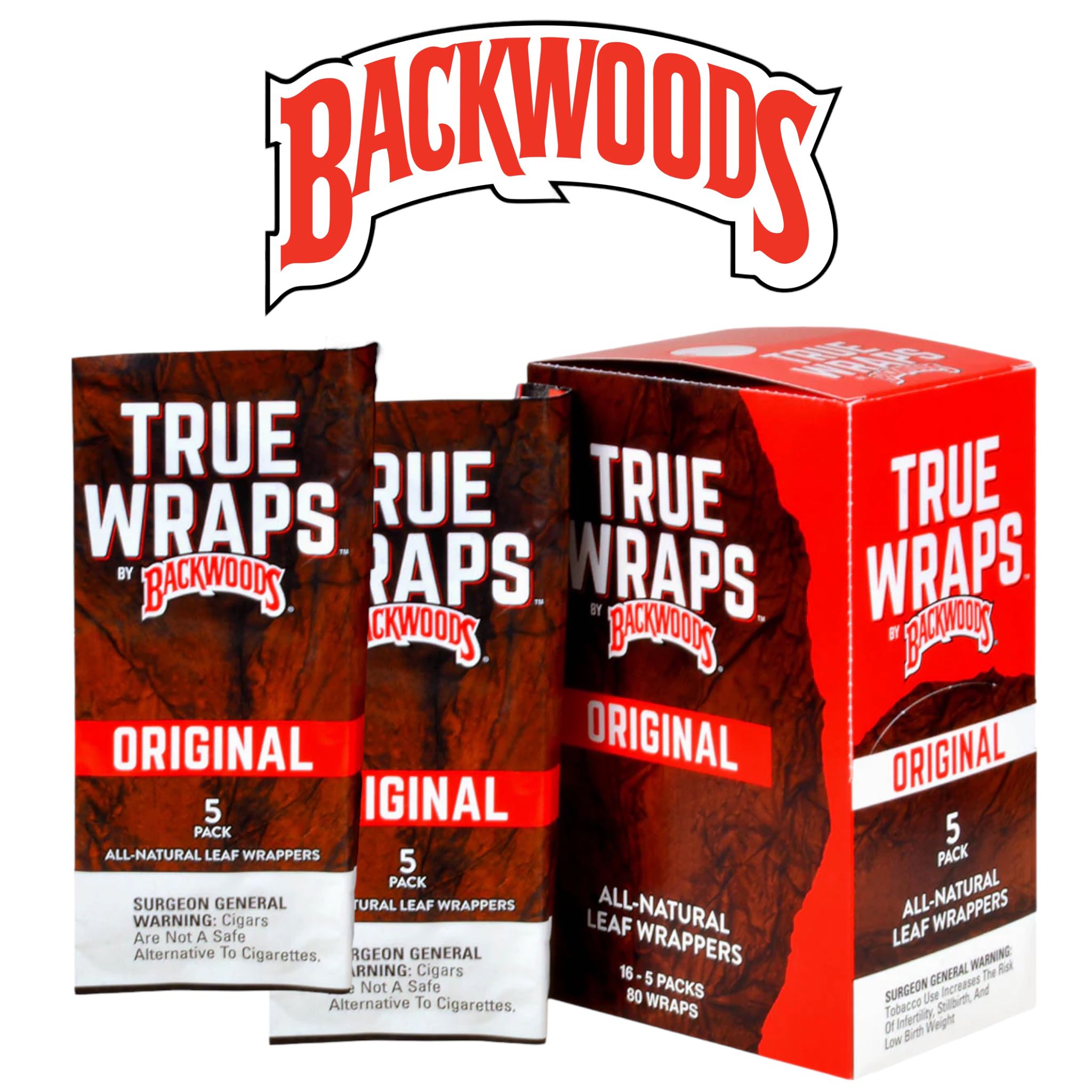 Backwoods True Wraps 5pk -16ct Original | SoCAL Distro LLC