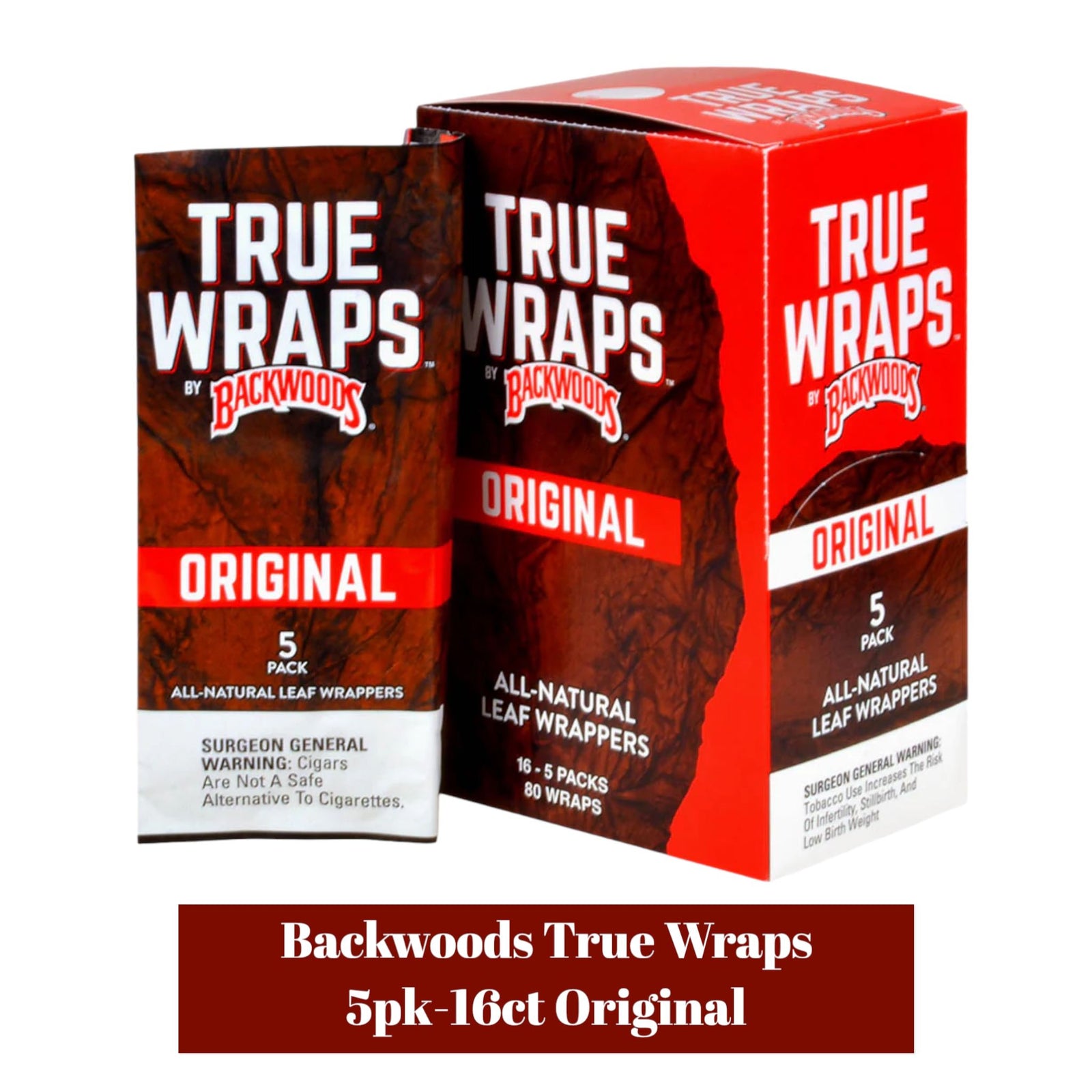 Backwoods True Wraps 5pk 16ct Original SoCAL Distro LLC