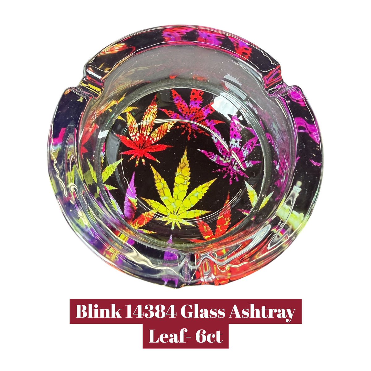 Blink 14384 Glass Ashtray Leaf- 6ct