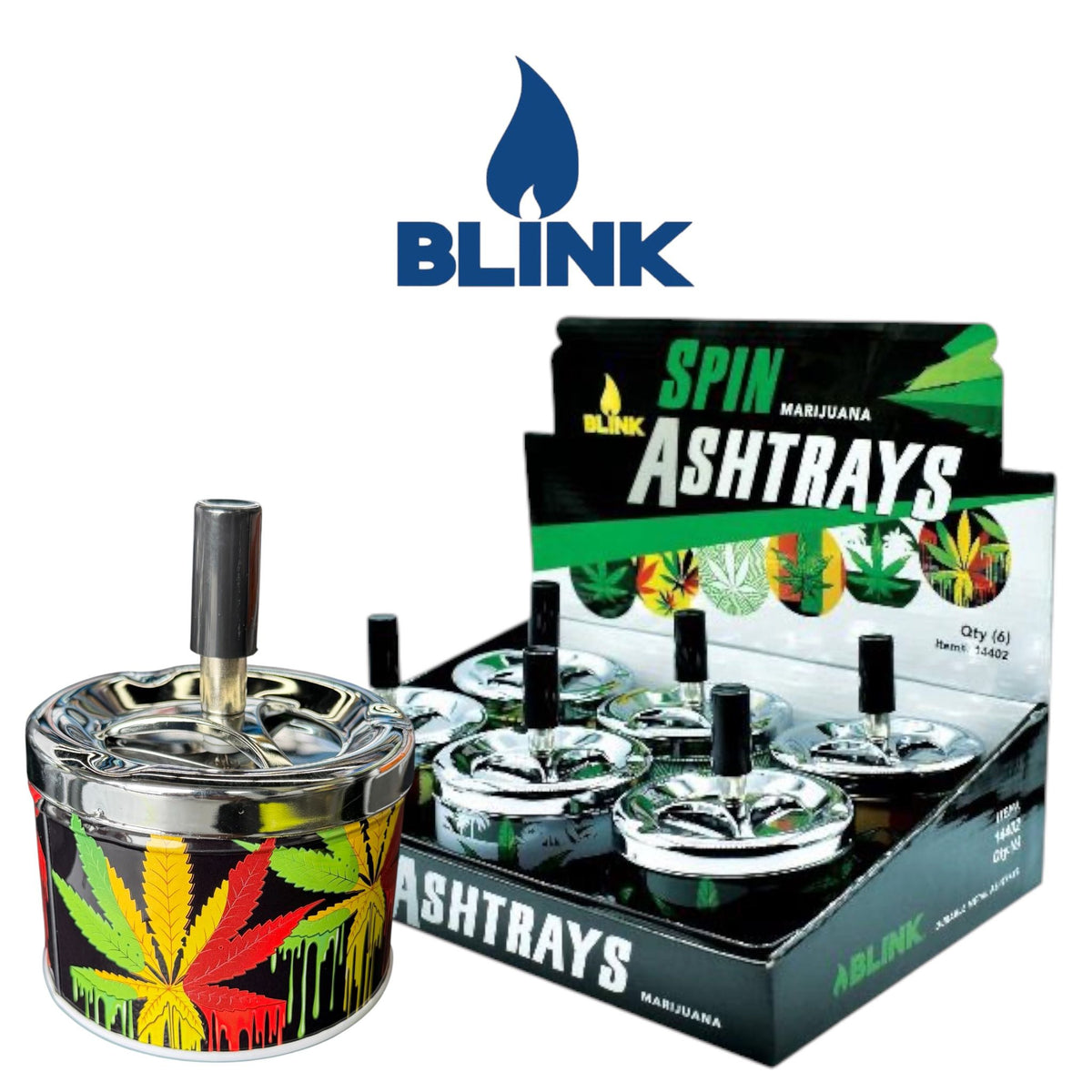 Blink 14402 Spin Away Ashtray Leaf 1- 6ct