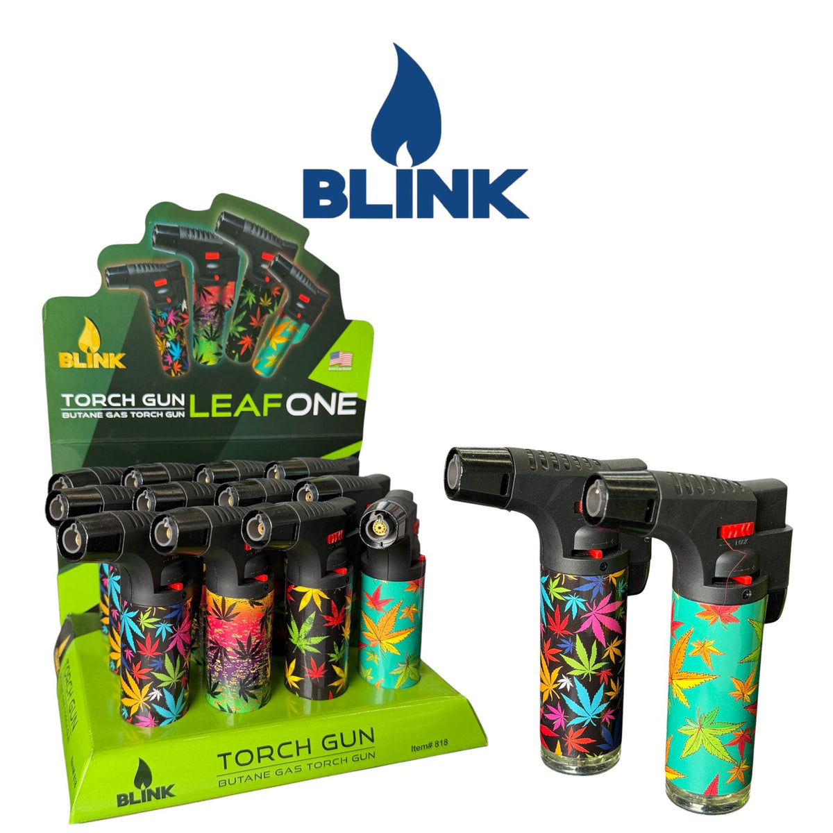 Blink 818 Torch Lighter Med Leaf 1-12ct