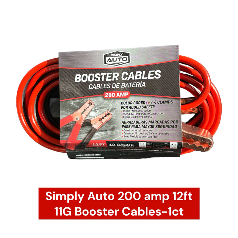 Simply Auto 200 amp 12ft 11G Booster Cables -1 ct