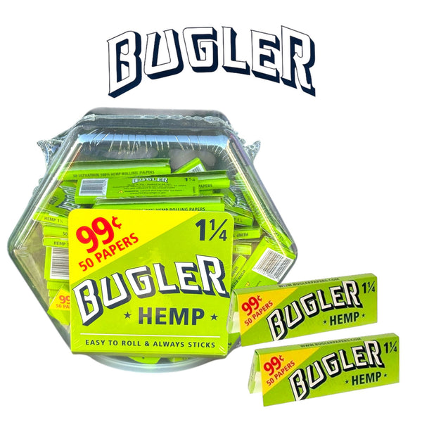 Bugler Rolling Paper 2/99 HEMP 50 Booklet 75c Jar