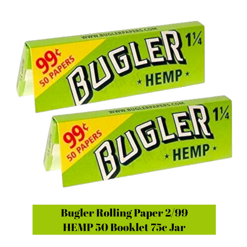 Bugler Rolling Paper 2/99 HEMP 50 Booklet 75c Jar