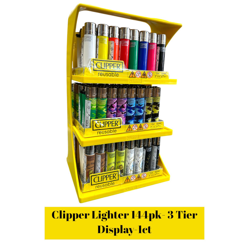 Clipper Lighter 144pk -3 Tier Display -1ct