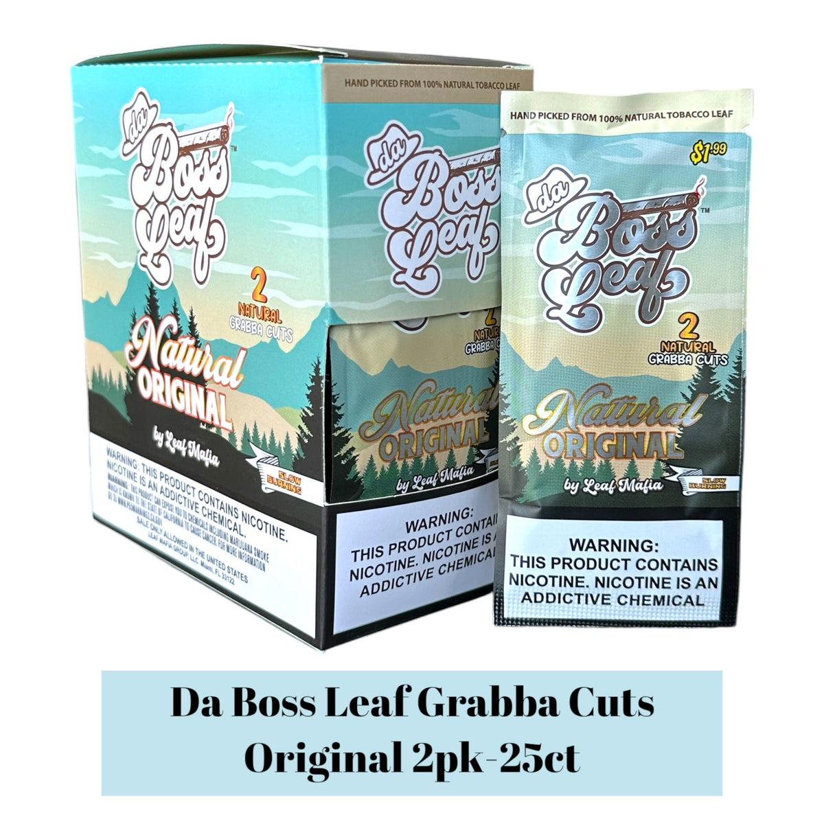 tobacco leaf 4 less & vapor Da Boss Leaf Grabba Cuts 2pk- 25ct