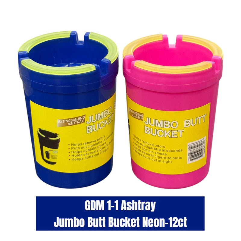 Jumbo Butt Bucket Neon Ashtray- 12ct