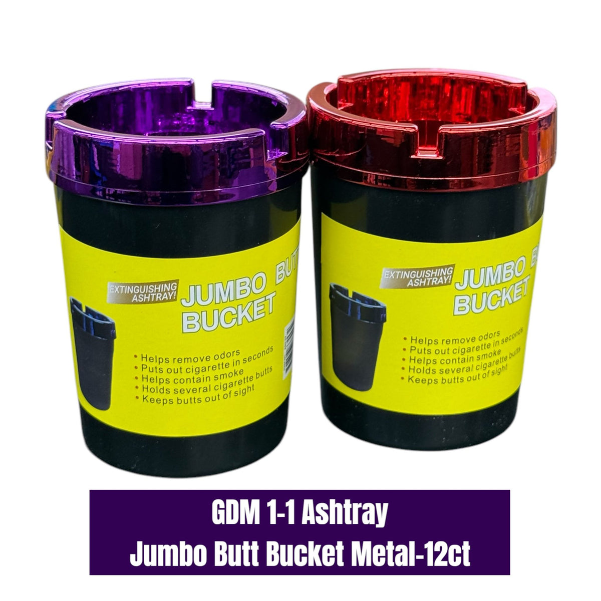 cigarette buckets Jumbo Butt Bucket Metal Ashtray -12ct