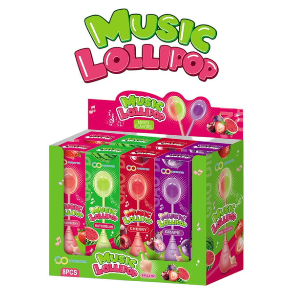 Music Lollipop Mixed Flavors Candy - 8ct Display