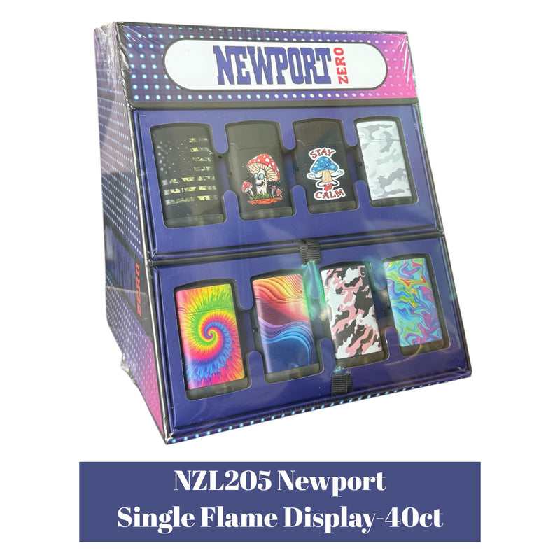 NZL205 Newport Single Flame Lighter Display-40ct