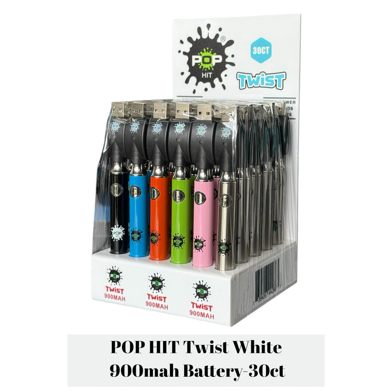 POP HIT Twist White 900mah Battery-30ct