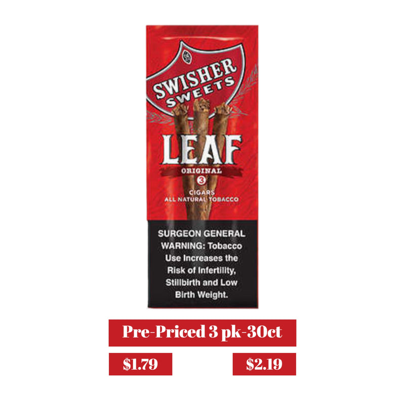 Swisher Leaf 3pk Pre-Priced- 30ct