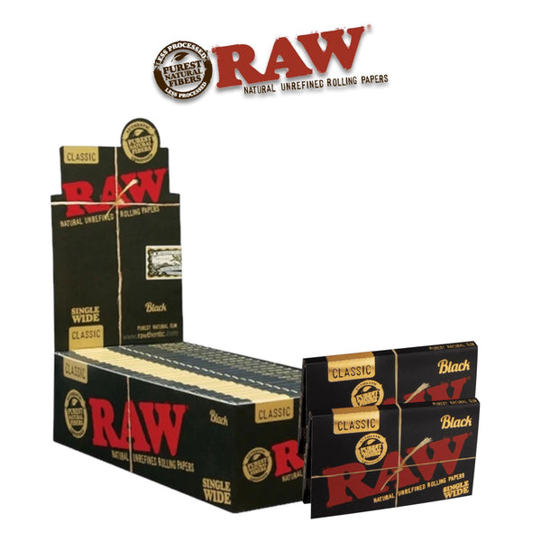 Raw Black Single Wide Papers- 25ct