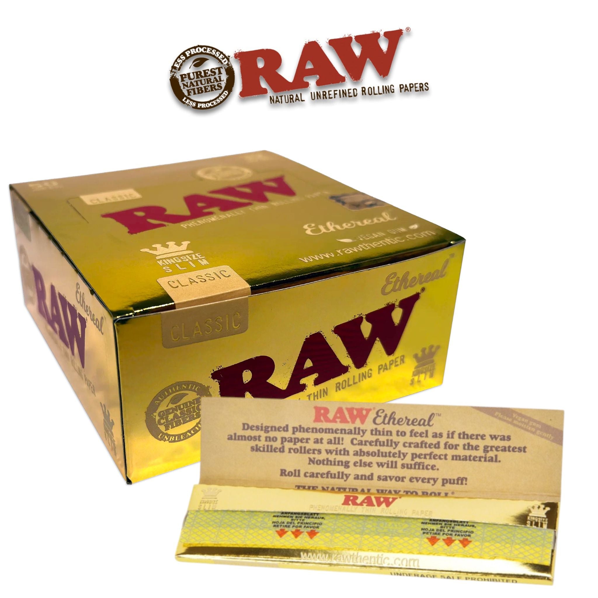 Raw Ethereal Gold King Papers -50ct | SoCAL Distro LLC