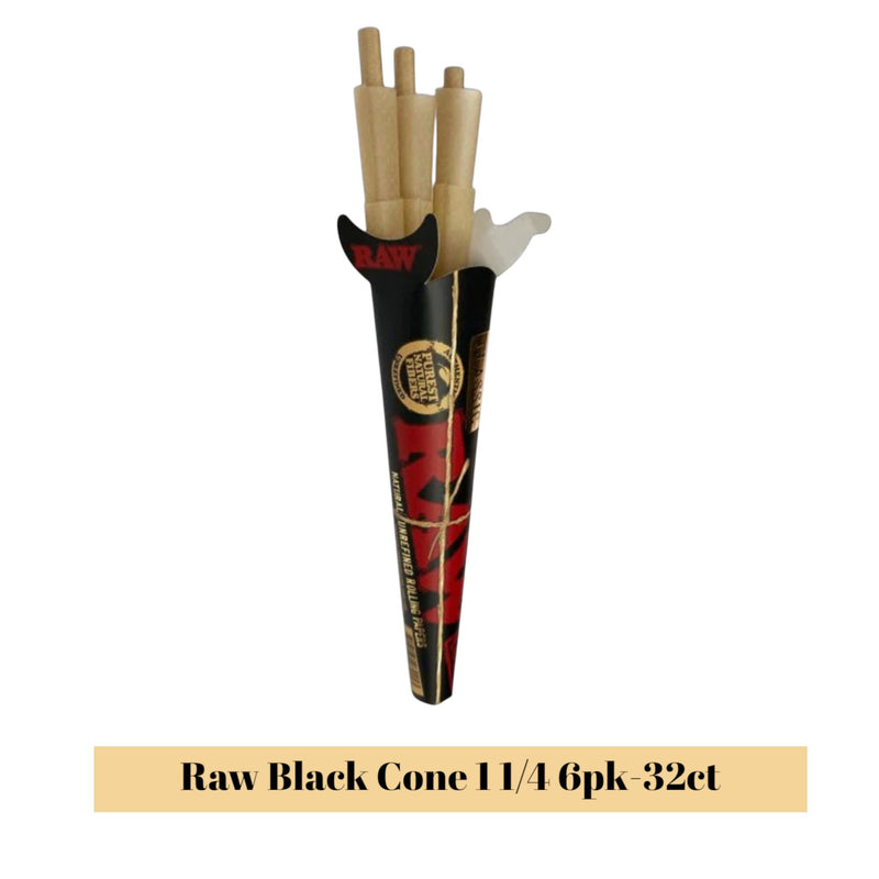 Raw Black Cone 1 1/4 6pk-32ct