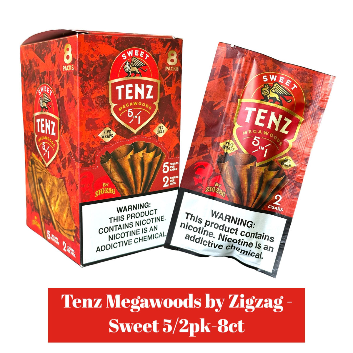 Tenz Megawoods By Zig Zag 5/2pk -8ct