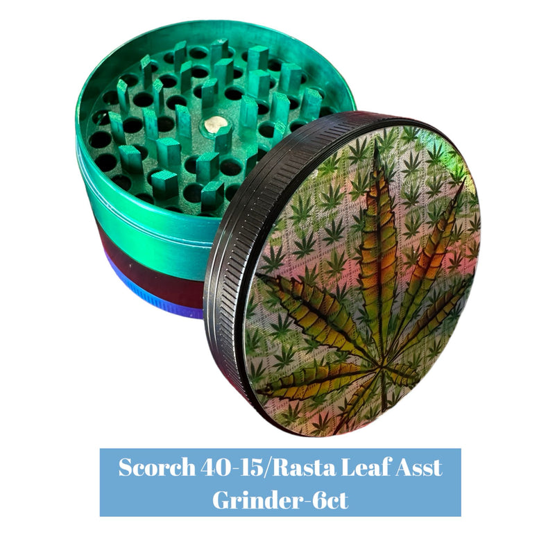 Scorch 40-15/Rasta Leaf Asst Grinder-6ct