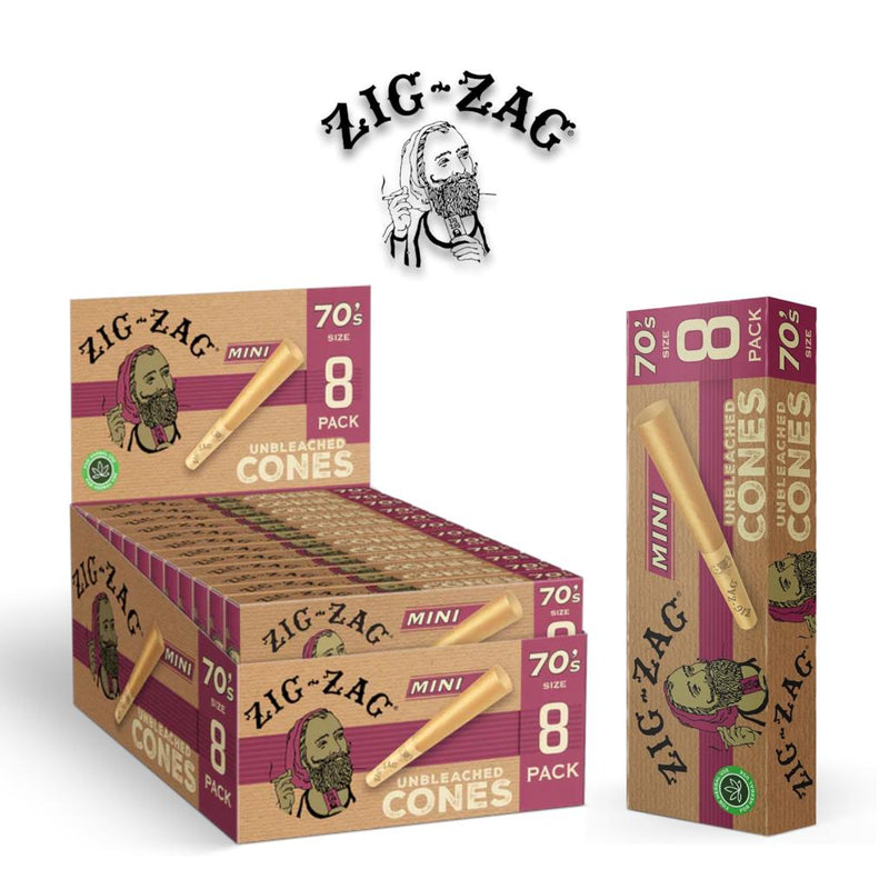 Zig Zag- Unbleached Cone Mini Size 70's - 8pack