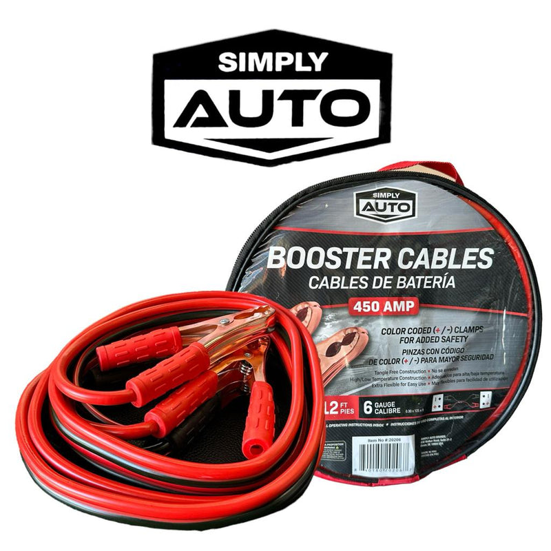 Simply Auto 450 amp 12ft  11G Booster Cables-1ct