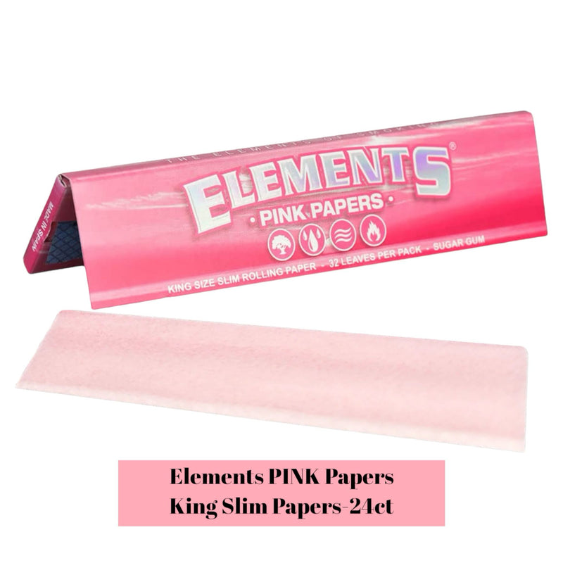Elements Rolling Paper Pink King Slim - 50ct