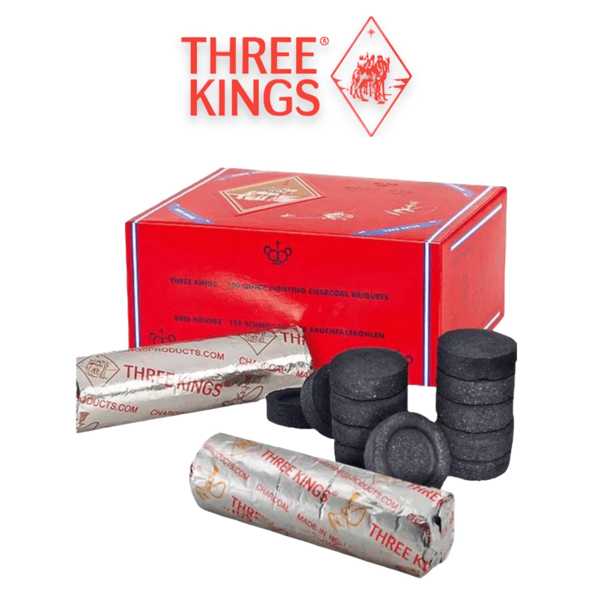 Three Kings Hookah Charcoal Box 40mm 100 Pieces  