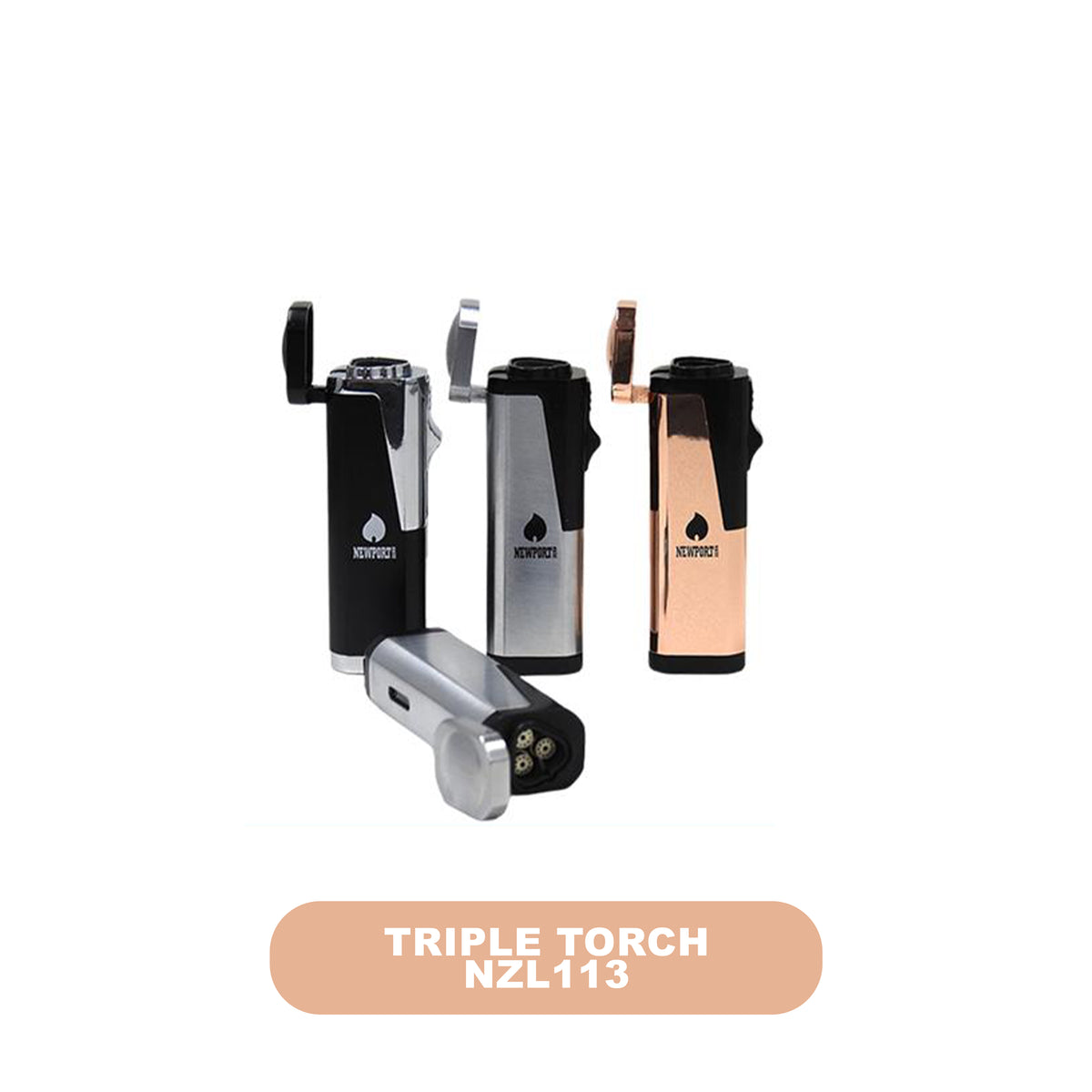 Newport Zero 3 Flames Torch with Puncher Display-6ct