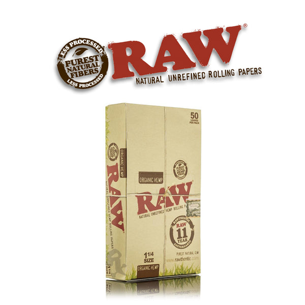 Raw Organic Hemp Rolling Papers 1 1/4- 24pk Display