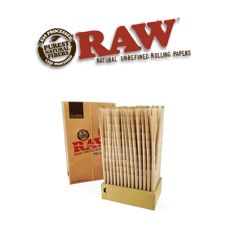 Raw Classic 98 1 1/4 Pre-Rolled Cone Bulk Display- 1400ct