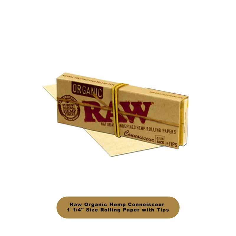 Raw Organic Hemp Connoisseur 1 1/4 Size Papers+Tips-24ct