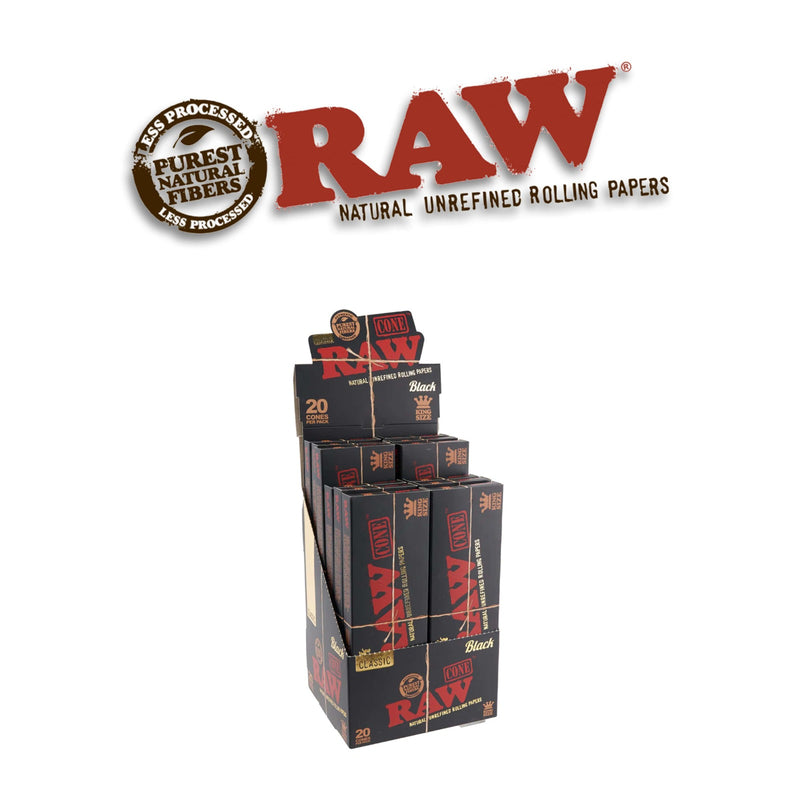 Raw Classic Black Cone King 20pk-12ct